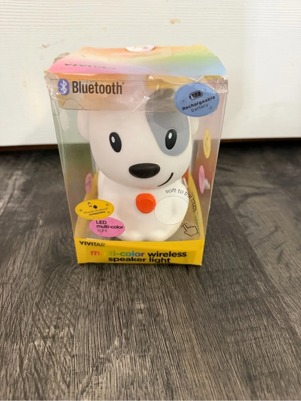 White & Gray Puppy Bluetooth Speaker Light - Rechargeable
